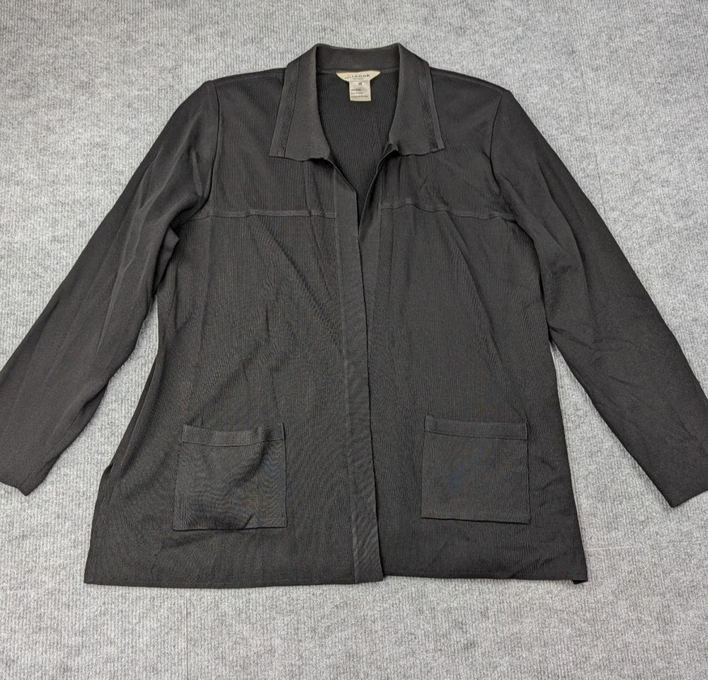 Exclusively Misook Cardigan Womens 2X Black Open Front Knit Blazer Career